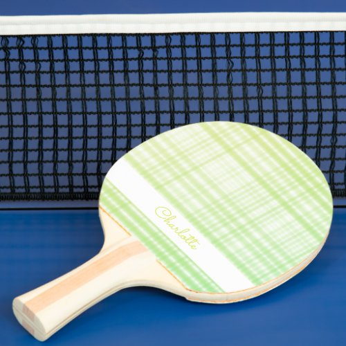 Bright Bokeh Tartan Yellowish Green Summer Ping Pong Paddle