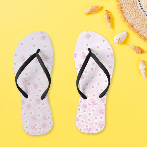 Soft Light Pink Gradient Cherry Blossoms Spring Flip Flops