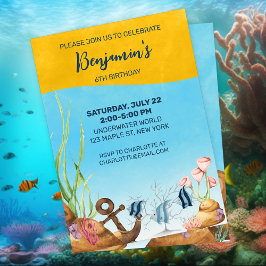 Colorful Underwater Watercolor Birthday Invitation