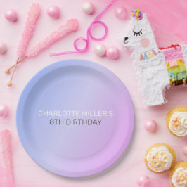 Blue-Pink Gradient Birthday Party Paper Plates