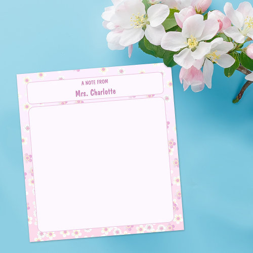 Cute Soft Pink Cherry Blossoms Teacher Notepad