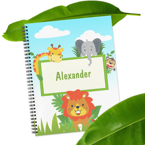 Cute Jungle Animals Kids School Notebook