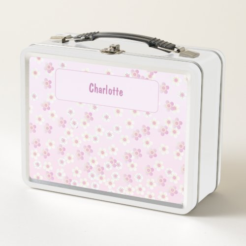 Cute Soft Pink Cherry Blossoms Metal Lunch Box