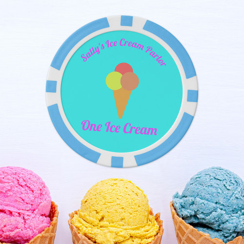 Colorful Pink and Cyan Ice Cream Parlor Token