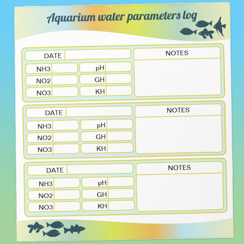 Aquarium Water Parameters Log Advanced Notepad