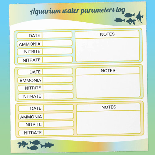 Aquarium Water Parameters Log Basic Notepad